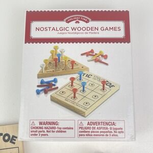 Holiday Time Nostalgic Wooden Games Tic Tac Toe Solitaire Peg Board